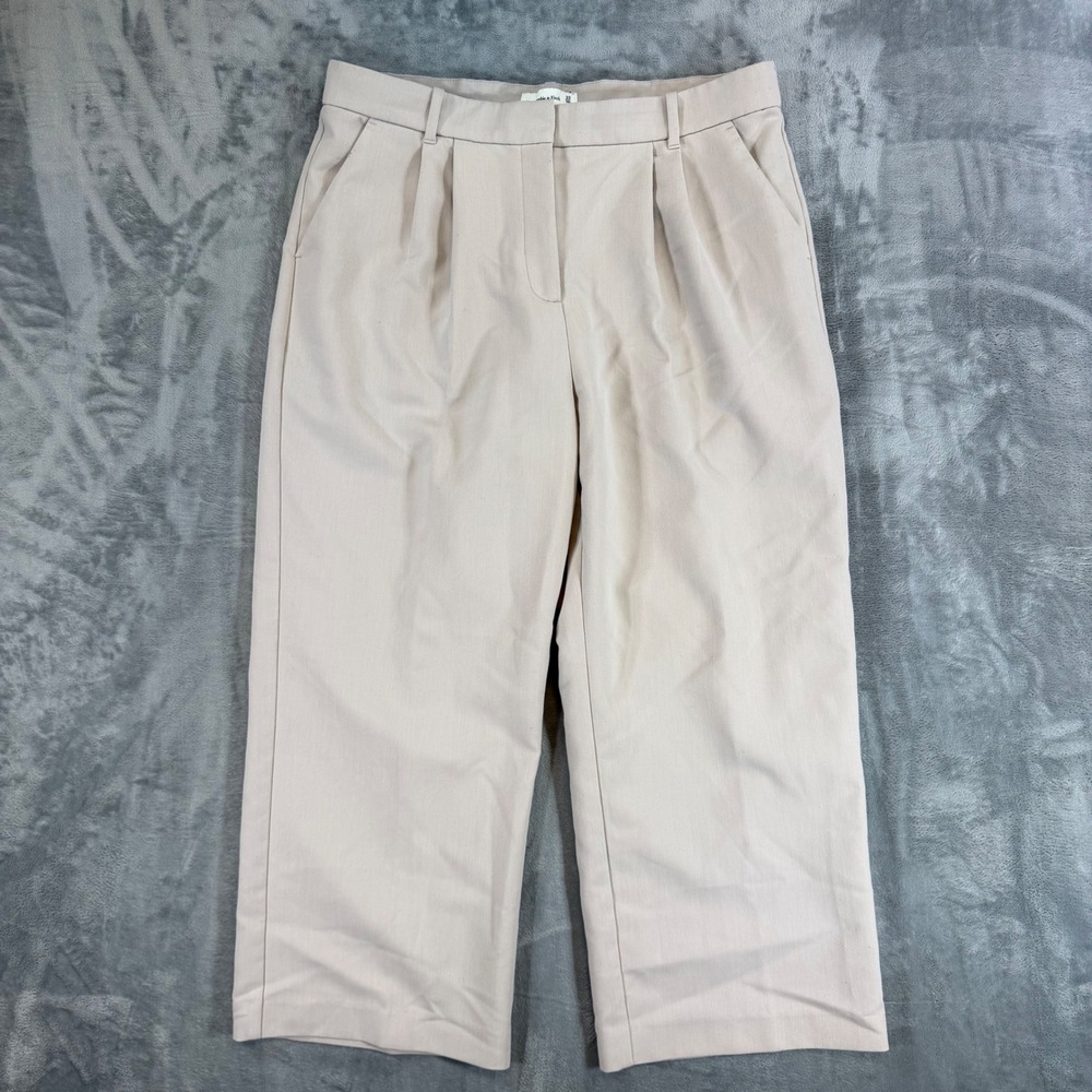 Abercrombie & Fitch Sloane Tailored Pants Women's 33 16S Beige Pleated Wide Leg